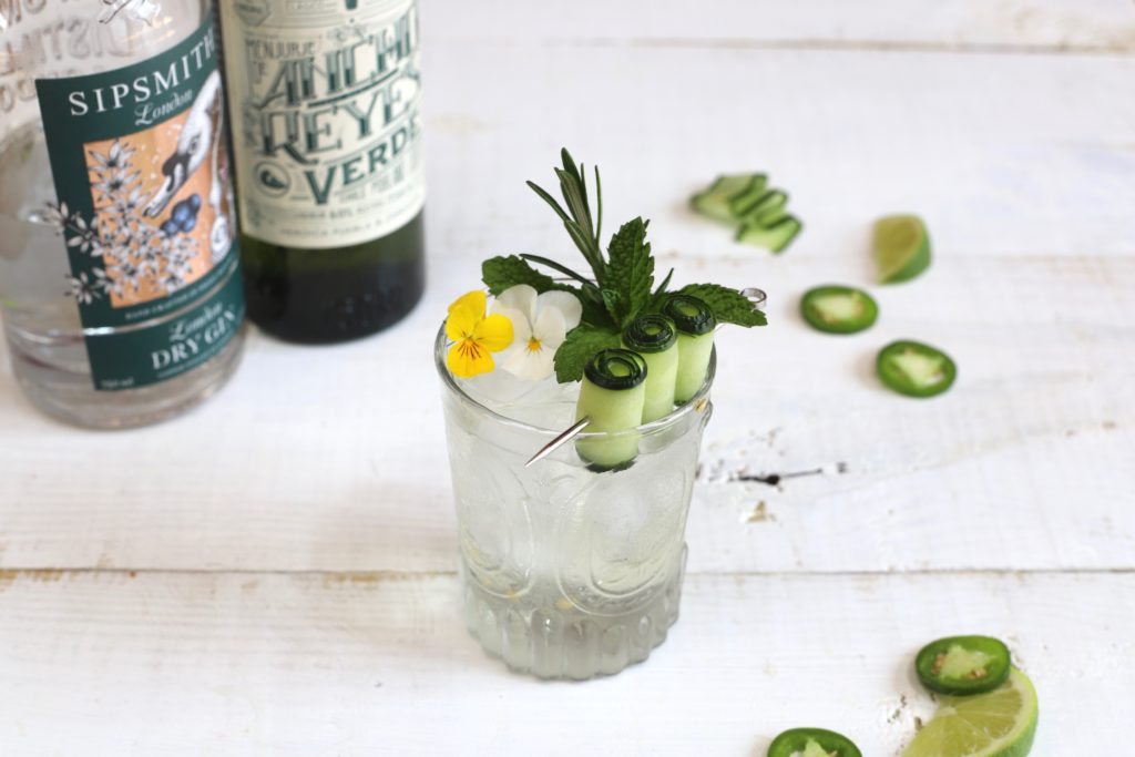 Garden Party Gin and Tonic with Ancho Reyes Verde