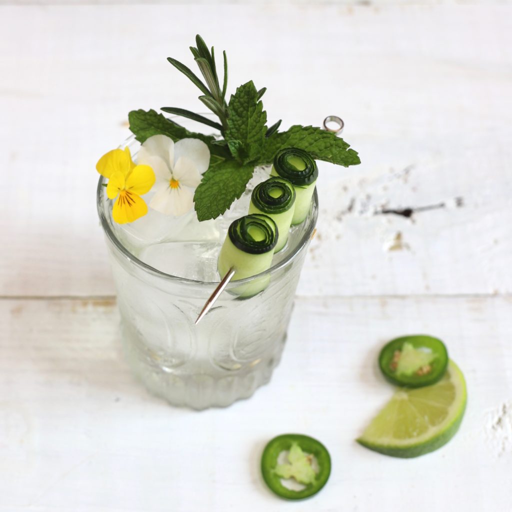 Garden Party Gin and Tonic with Ancho Reyes Verde