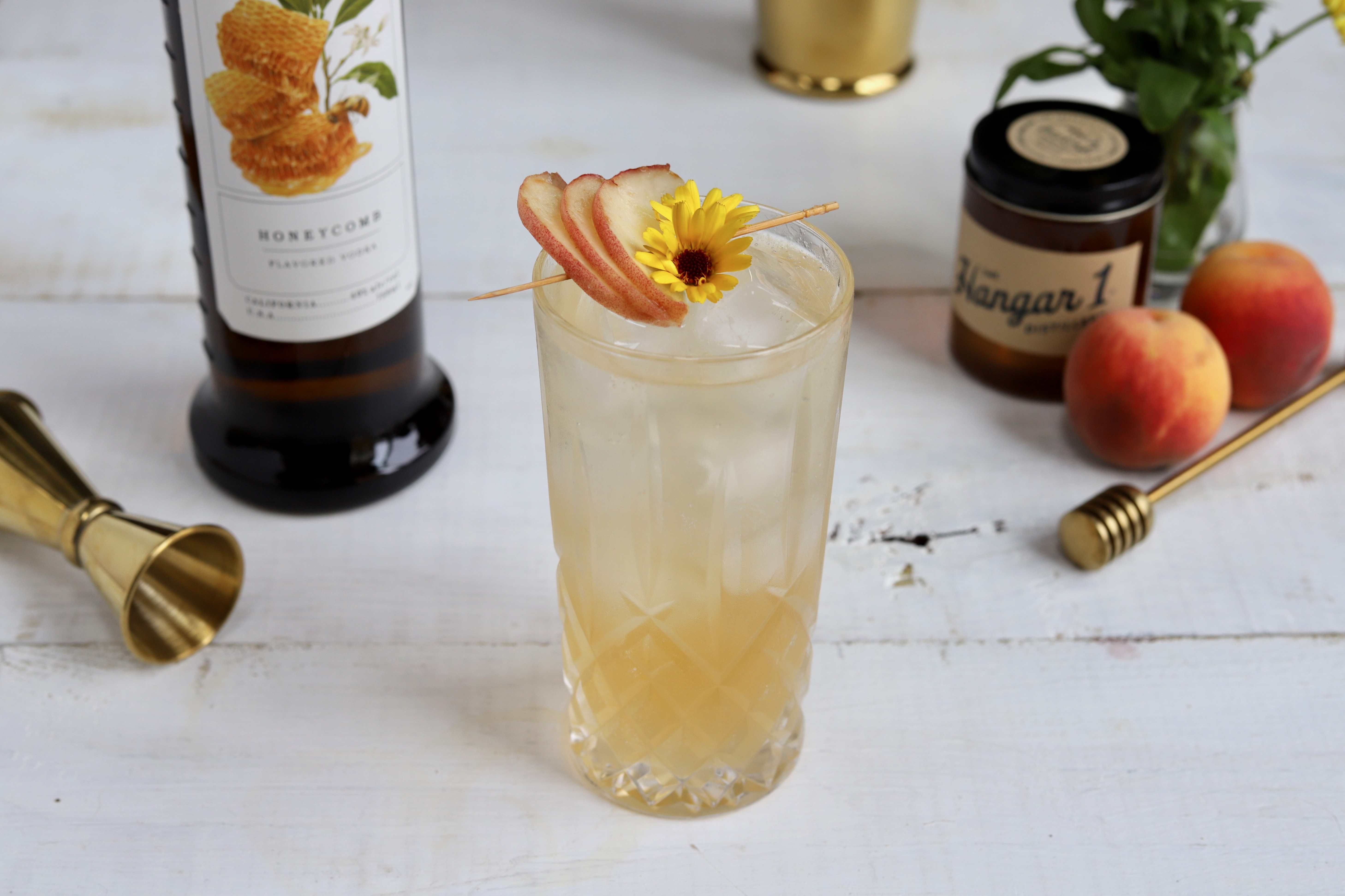 Peach Tea Fizz with Hangar 1 Honeycomb Vodka