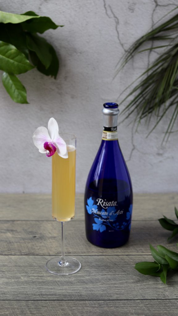 Mimosa Colada with Risata Moscato D’Asti Garnish