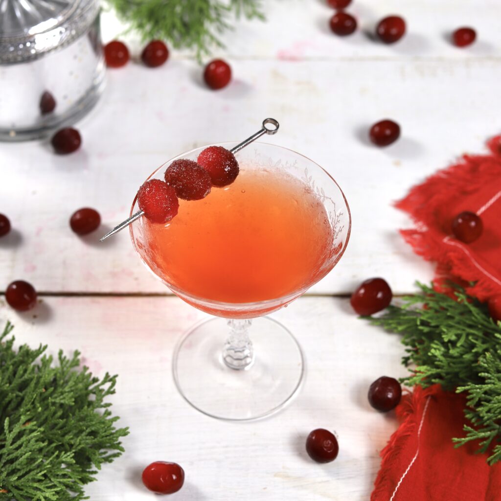 Sparkling wine cranberry Aperol holiday cocktail
